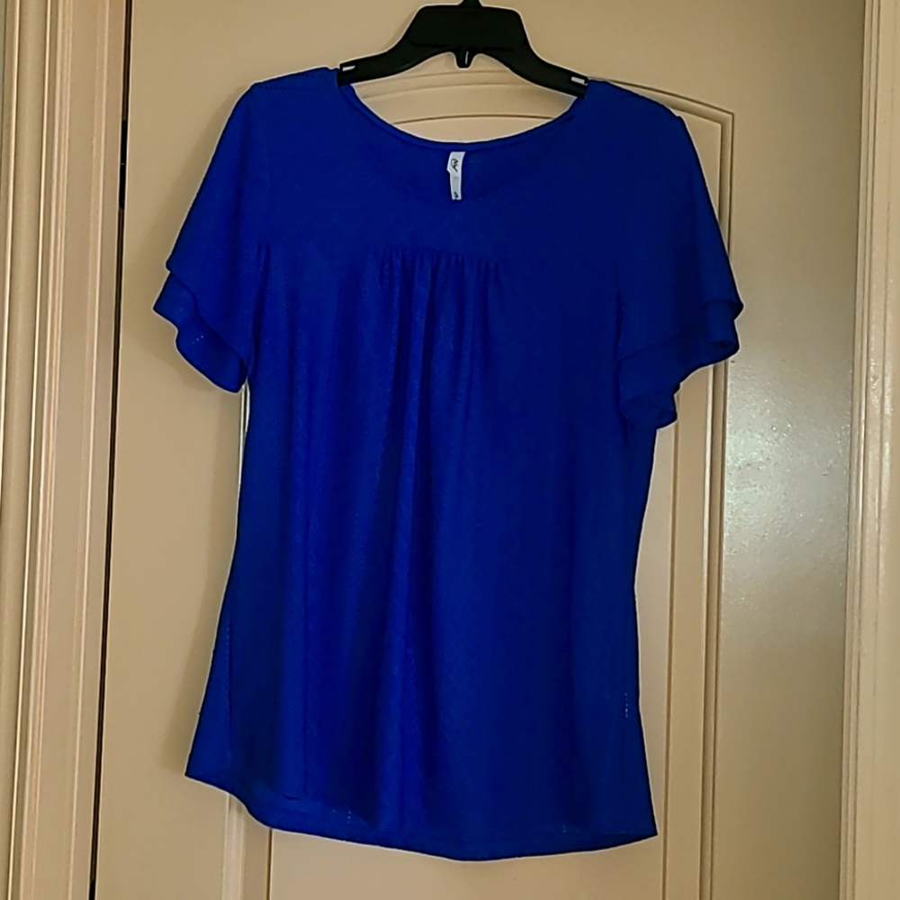 NY COLLECTION Woman's Blue Top L